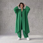 Smaragdgrün fliessend weicher Oversize Cardigan im Lagenlook locker leger zeitlos modern