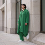 Smaragdgrün fliessend weicher Oversize Cardigan im Lagenlook locker leger zeitlos modern
