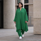 Smaragdgrün fliessend weicher Oversize Cardigan im Lagenlook locker leger zeitlos modern