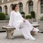 Leichtes Weißes Oversize Shirt im Lagenlook mit Leinenoptik leger zeitlos clean modernen