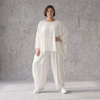 Leichtes Oversize Leinen Shirt im Lagenlook leger modern zeitlos Creme fliessend Komfort