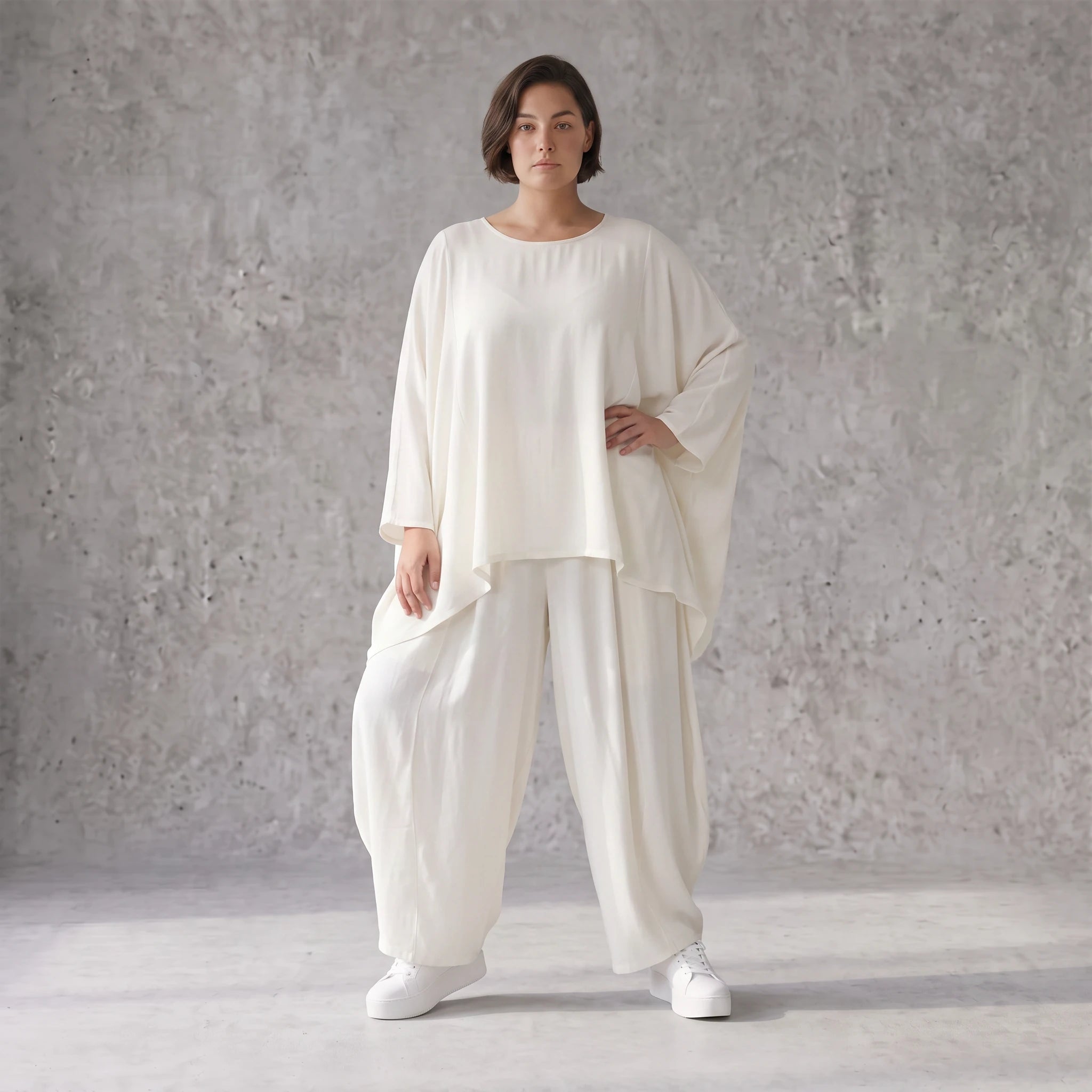 Leichtes Oversize Leinen Shirt im Lagenlook leger modern zeitlos Creme fliessend Komfort