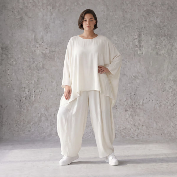 Leichtes Oversize Leinen Shirt im Lagenlook leger modern zeitlos Creme fliessend Komfort
