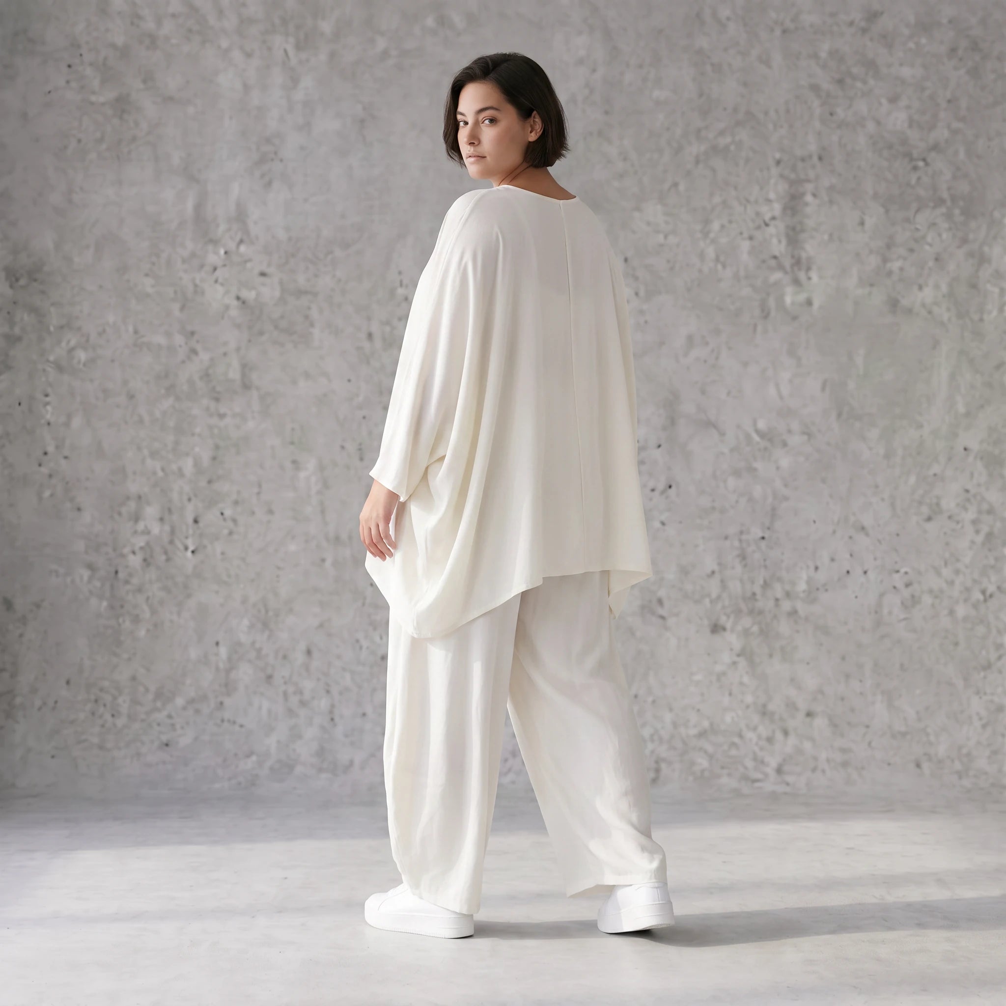 Leichtes Oversize Leinen Shirt im Lagenlook leger modern zeitlos Creme fliessend Komfort