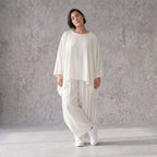 Leichtes Oversize Leinen Shirt im Lagenlook leger modern zeitlos Creme fliessend Komfort