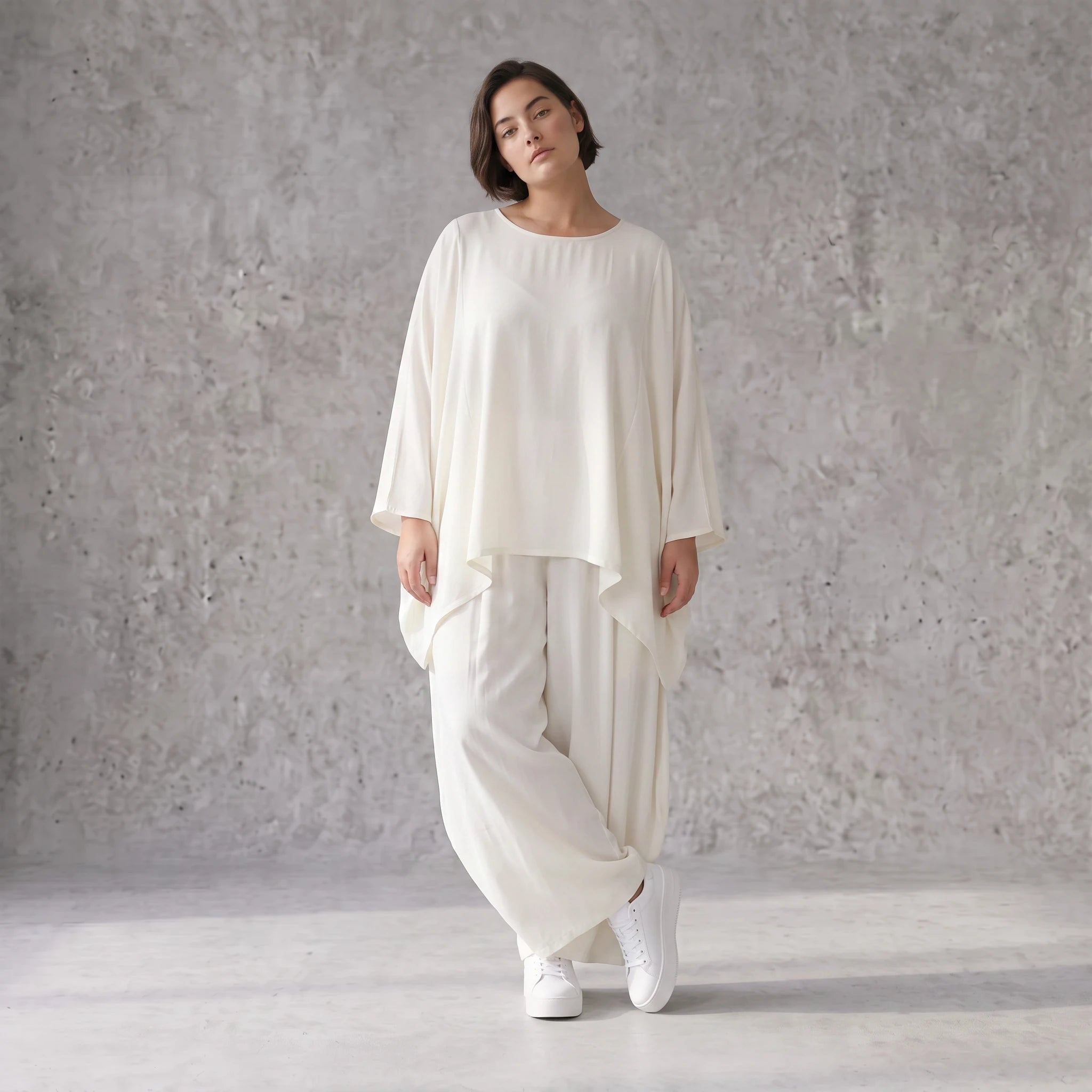 Leichtes Oversize Leinen Shirt im Lagenlook leger modern zeitlos Creme fliessend Komfort