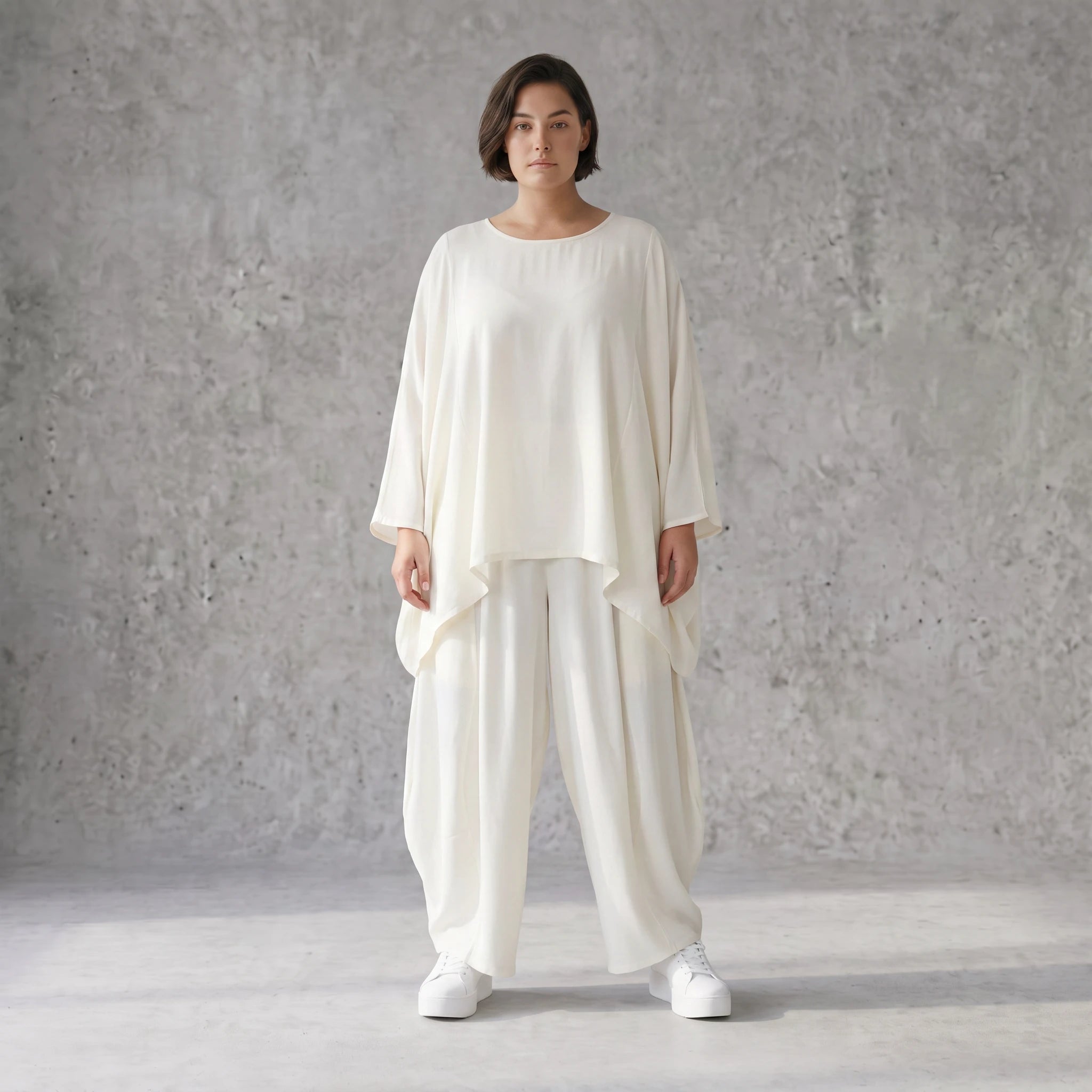Leichtes Oversize Leinen Shirt im Lagenlook leger modern zeitlos Creme fliessend Komfort