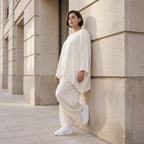 Leichtes Oversize Leinen Shirt im Lagenlook leger modern zeitlos Creme fliessend Komfort