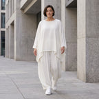 Leichtes Oversize Leinen Shirt im Lagenlook leger modern zeitlos Creme fliessend Komfort