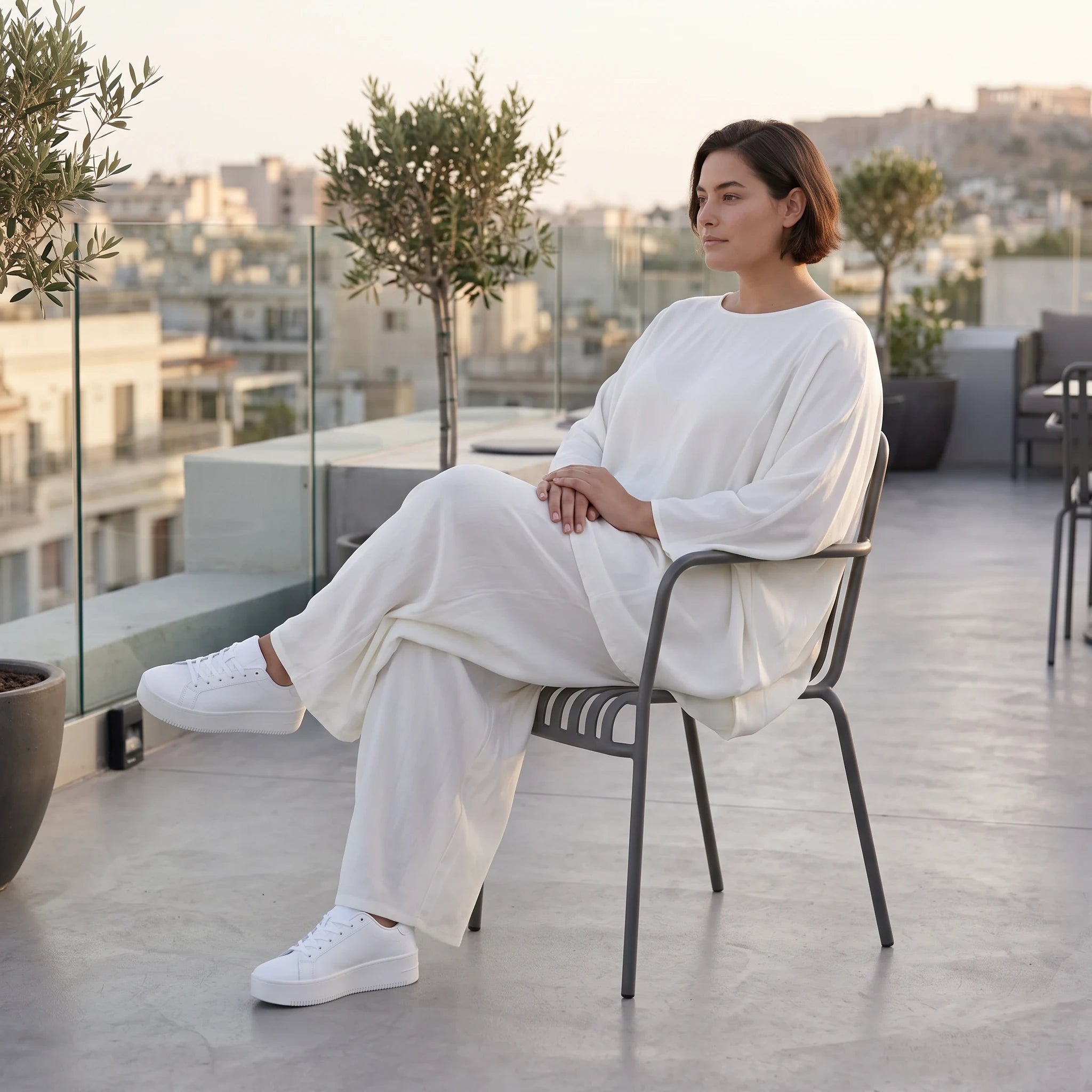 Leichtes Oversize Leinen Shirt im Lagenlook leger modern zeitlos Creme fliessend Komfort