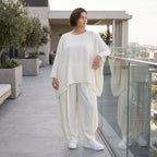 Leichtes Oversize Leinen Shirt im Lagenlook leger modern zeitlos Creme fliessend Komfort