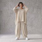 Zeitloses Beige Oversize Shirt im Lagenlook leger ausgefallen luftig mit Leinenoptik cool