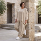 Zeitloses Beige Oversize Shirt im Lagenlook leger ausgefallen luftig mit Leinenoptik cool