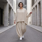 Zeitloses Beige Oversize Shirt im Lagenlook leger ausgefallen luftig mit Leinenoptik cool
