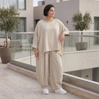 Zeitloses Beige Oversize Shirt im Lagenlook leger ausgefallen luftig mit Leinenoptik cool