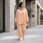 Locker fallendes Mauve Oversize Shirt im Lagenlook leger ausgefallen zeitlos luftig chic
