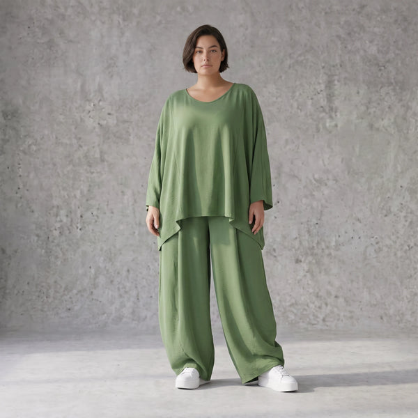 Khaki Oversize Shirt im Lagenlook leger ausgefallen mit Crash Optik zeitlos chic luftig