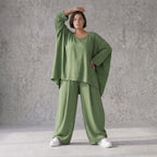 Khaki Oversize Shirt im Lagenlook leger ausgefallen mit Crash Optik zeitlos chic luftig
