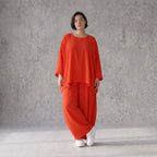 Legeres Oversize Shirt in Hellrot mit Leinenfeeling fuer sommerlichen Lagenlook zeitlos