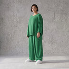 Locker fallendes Oversize Lagenlook Shirt in Smaragdgrün mit Leinenoptik modern zeitlos