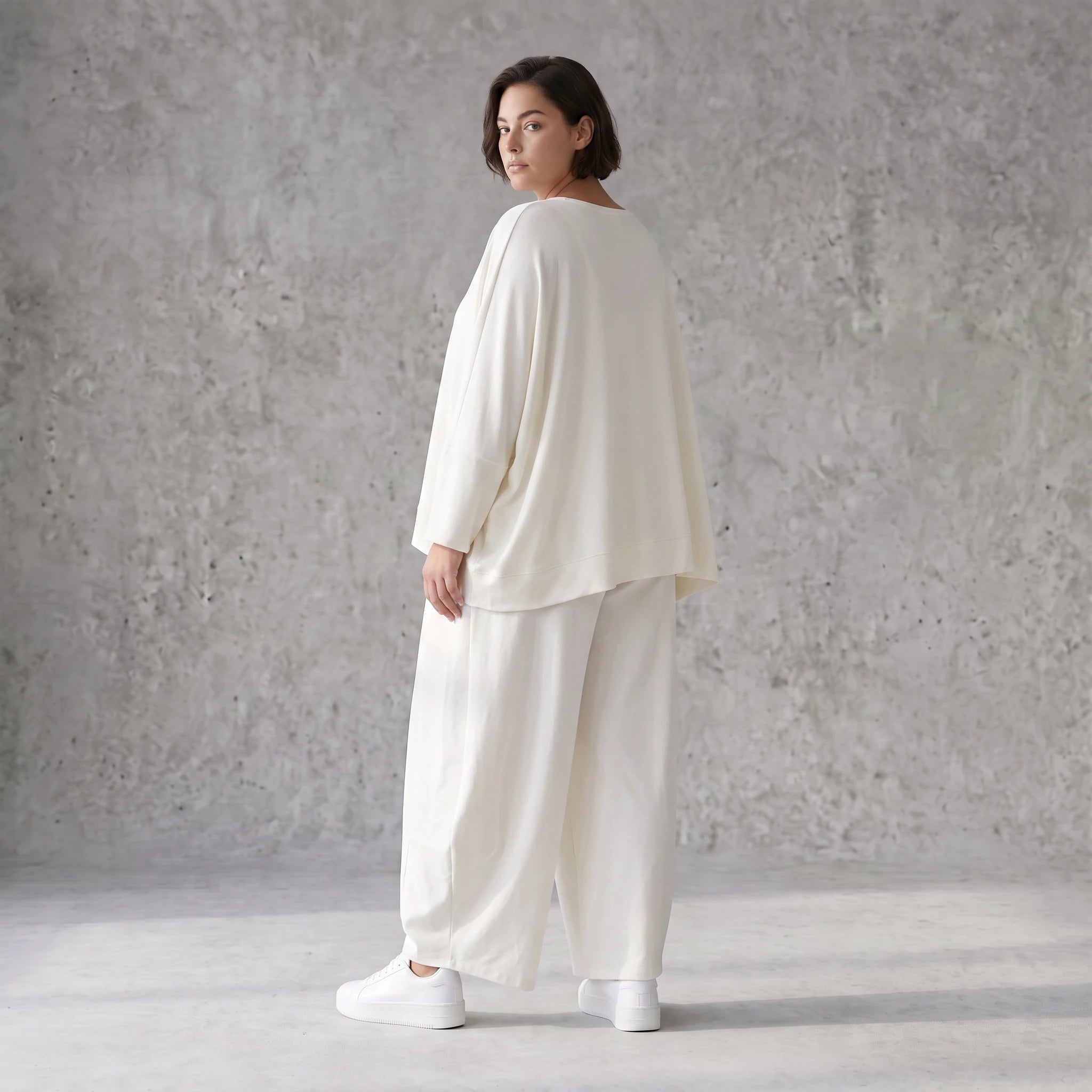 Creme Ballonhose im Lagenlook leger Oversize mit Leinengefühl zeitlos ausgefallen soft