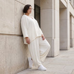 Creme Ballonhose im Lagenlook leger Oversize mit Leinengefühl zeitlos ausgefallen soft