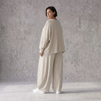 Beige Leinenlook Ballonhose Oversize leger ausgefallen zeitlos mit Crashstruktur weich