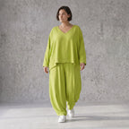Ballonhose Apfelgrün fliessend neu Lagenlook Oversized lässig zeitlos bequem weites Bein