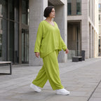 Ballonhose Apfelgrün fliessend neu Lagenlook Oversized lässig zeitlos bequem weites Bein