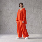 Zeitlose Oversize Ballonhose in Hellrot mit luftigem Leinenlook leger ausgefallen modern