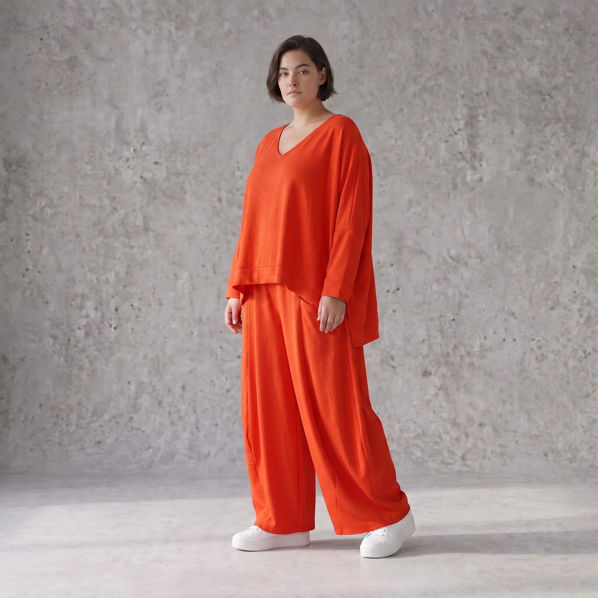 Zeitlose Oversize Ballonhose in Hellrot mit luftigem Leinenlook leger ausgefallen modern