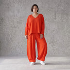 Zeitlose Oversize Ballonhose in Hellrot mit luftigem Leinenlook leger ausgefallen modern