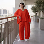Zeitlose Oversize Ballonhose in Hellrot mit luftigem Leinenlook leger ausgefallen modern