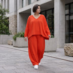 Zeitlose Oversize Ballonhose in Hellrot mit luftigem Leinenlook leger ausgefallen modern