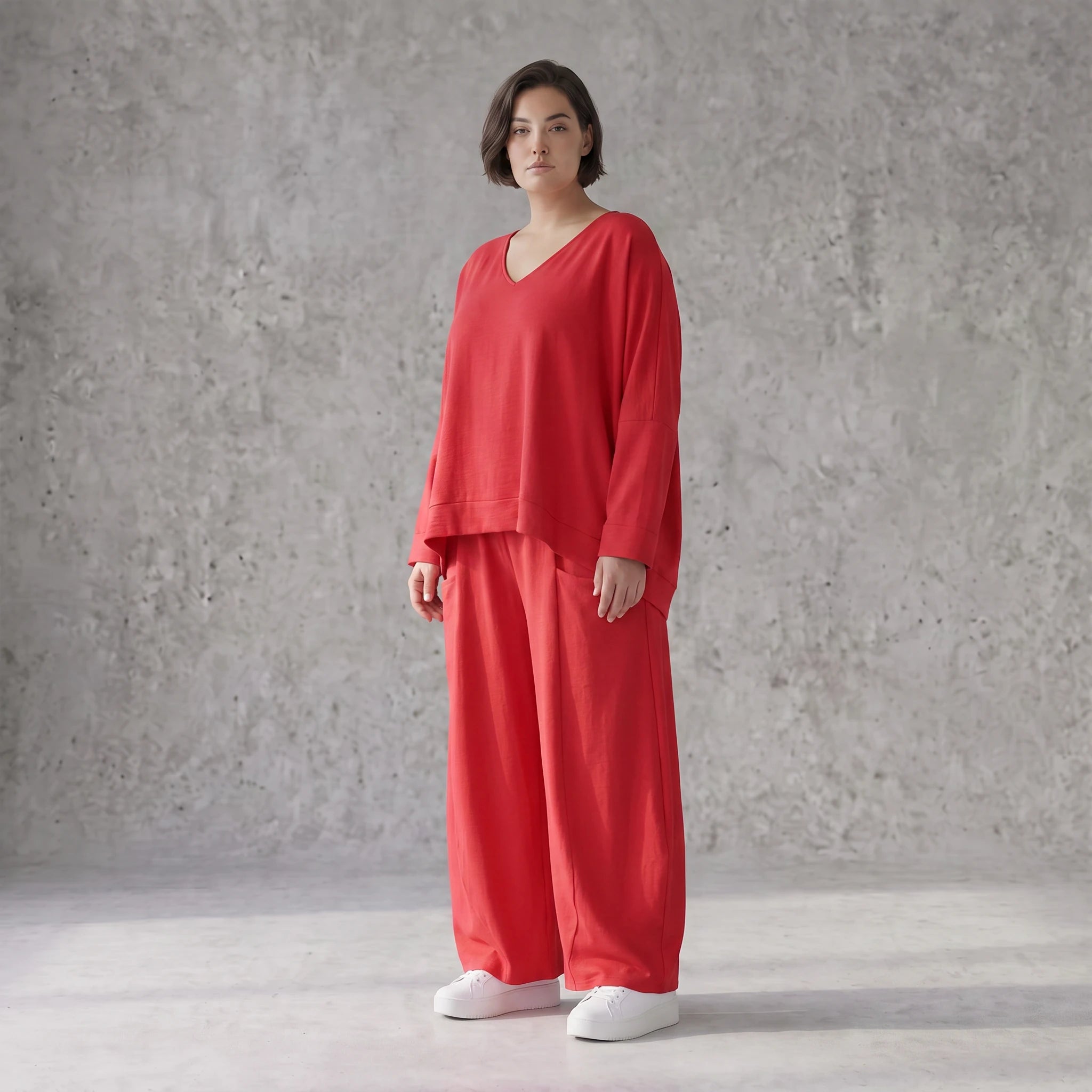Fuchsia Ballonhose in Leinenoptik Oversize Lagenlook leger ausgefallen zeitlos mit Look