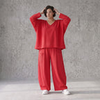 Fuchsia Ballonhose in Leinenoptik Oversize Lagenlook leger ausgefallen zeitlos mit Look
