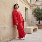 Fuchsia Ballonhose in Leinenoptik Oversize Lagenlook leger ausgefallen zeitlos mit Look