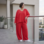 Fuchsia Ballonhose in Leinenoptik Oversize Lagenlook leger ausgefallen zeitlos mit Look