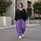 Flieder Ballonhose Leinenmix Oversize Lagenlook leger zeitlos weich fliessend sehr modern
