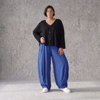 Royalblau Ballonhose im Lagenlook Oversize leger zeitlos edel aus Leinenmix luftig bequem