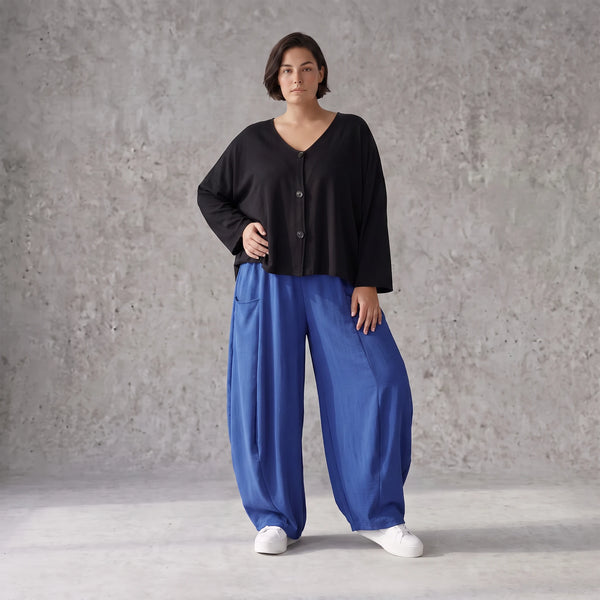 Royalblau Ballonhose im Lagenlook Oversize leger zeitlos edel aus Leinenmix luftig bequem