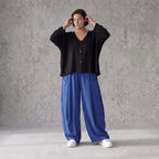 Royalblau Ballonhose im Lagenlook Oversize leger zeitlos edel aus Leinenmix luftig bequem