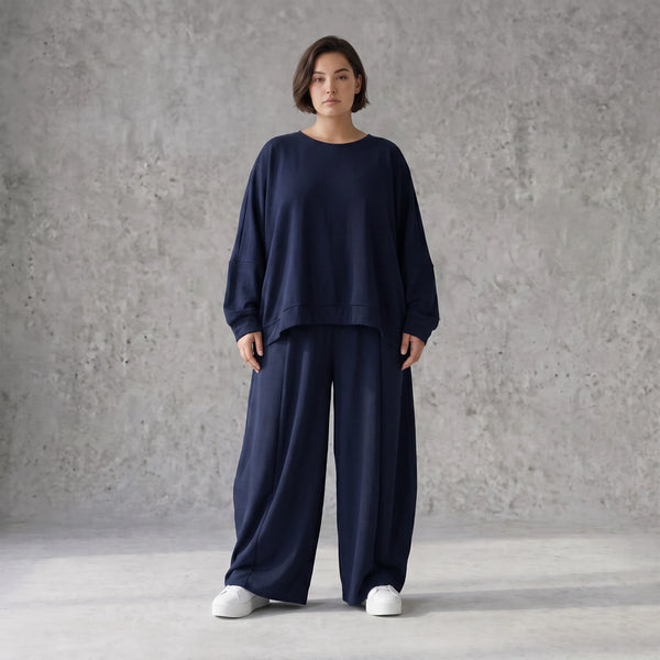 Marine Ballonhose im Lagenlook mit weitem Bein luftig leger und zeitlos chic Oversize