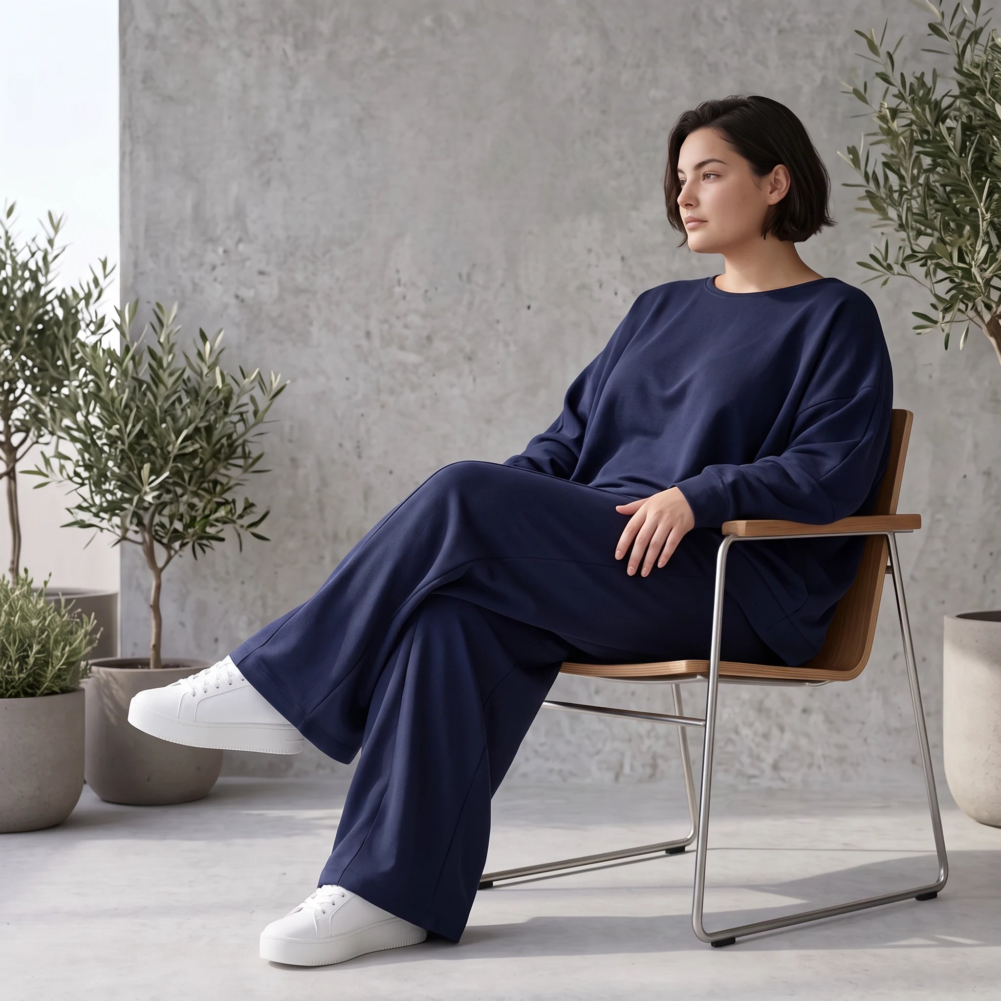Marine Ballonhose im Lagenlook mit weitem Bein luftig leger und zeitlos chic Oversize