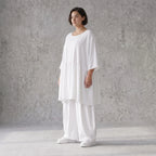 Weißes Leinenkleid im Lagenlook Oversize A-Linie leger zeitlos mit Taschen luftig leicht