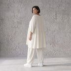 Leinenoptik Kleid in Creme Lagenlook leger Oversize A-Linie zeitlos luftig weich elegant