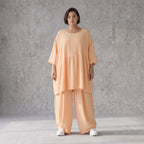 Leinenoptik Kleid Mauve im Lagenlook Oversize sehr leger zeitlos mit A-Linie und 3/4-Arm
