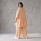 Leinenoptik Kleid Mauve im Lagenlook Oversize sehr leger zeitlos mit A-Linie und 3/4-Arm