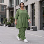 Fliessendes A-Linien Kleid in Khaki mit Leinenlook leger Oversize zeitlos luftig Taschen
