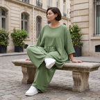 Fliessendes A-Linien Kleid in Khaki mit Leinenlook leger Oversize zeitlos luftig Taschen